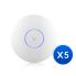 Ubiquiti UniFi WiFi 7 AP, 5 Pack, Ceiling-mount, AP 6 GHz Support, 2.5 GbE Uplink, 9.3 Gbps Over-the-air Speed,PoE+ Power,300+ Connect Device
